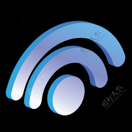 2.5D创意蓝色无线WIFI免抠图