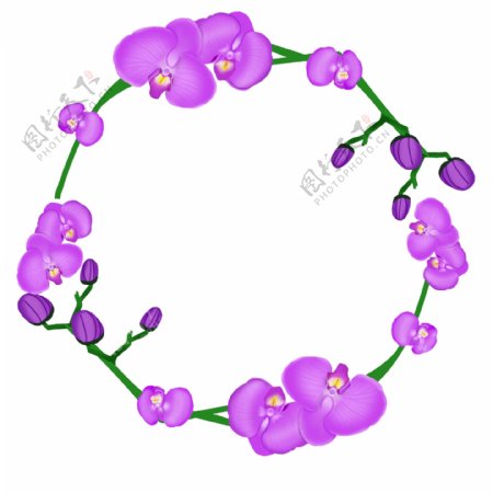 紫色蝴蝶结花环插图