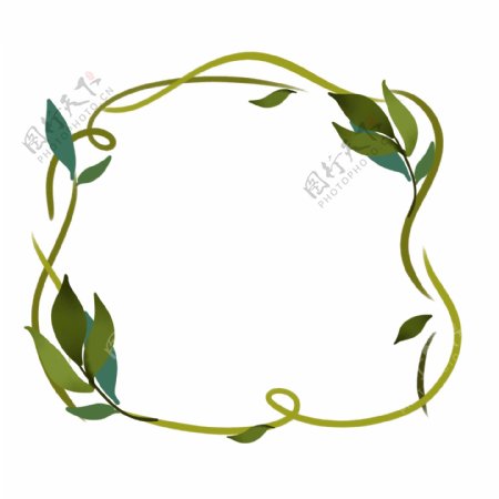 绿色植物边框插图