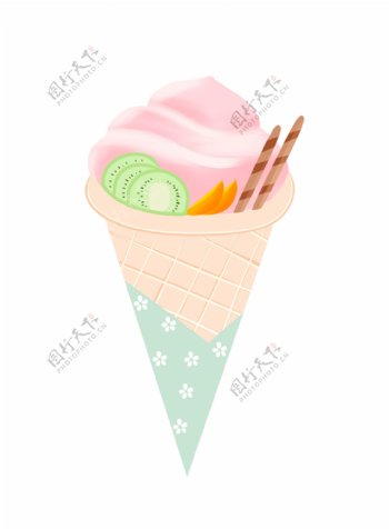 粉色猕猴桃冰淇淋