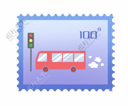 红色公交车邮票