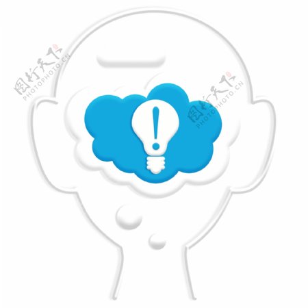 思考气泡思维人脑抽象泡泡系列蓝色灯泡剪影PNG素材