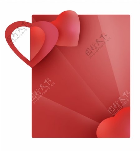 心形折纸感红色标题框
