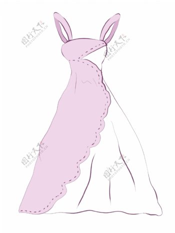 紫色吊带婚纱