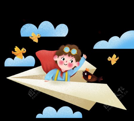 儿童节儿童坐飞机儿童png免抠图