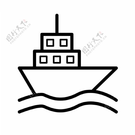 黑色创意轮船航行元素