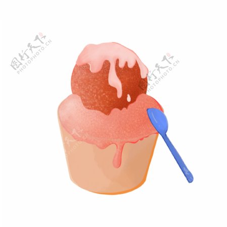 夏日粉色清新平面设计冰淇凌