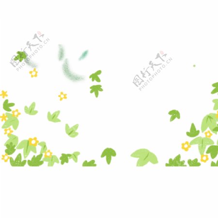 绿色植物装饰树叶边框元素