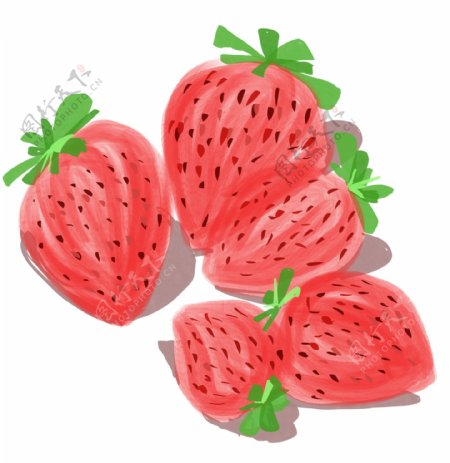 草莓夏季手绘风格