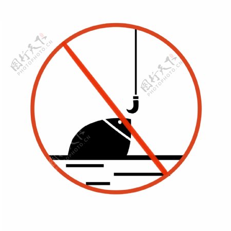 禁止钓鱼图标插画