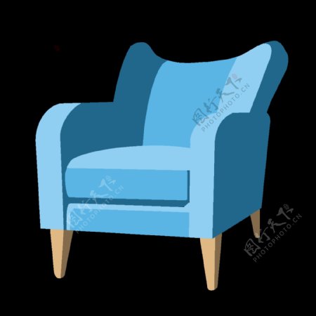 天蓝色家具椅子插画