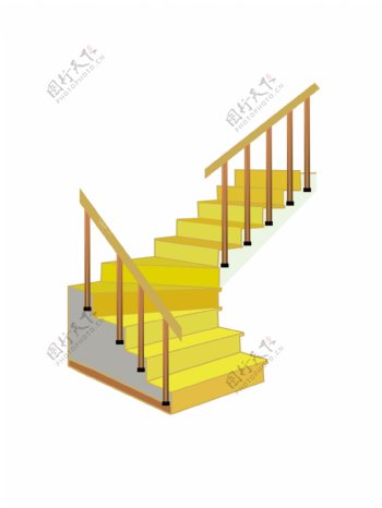 黄色的建筑楼梯插画
