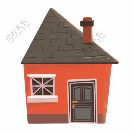 橙色的房屋建筑插画