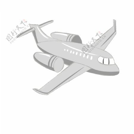 灰色立体飞机插图