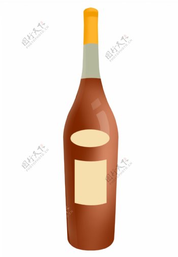 棕色瓶装红酒插画
