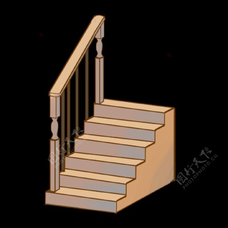 卡通棕色楼梯插图