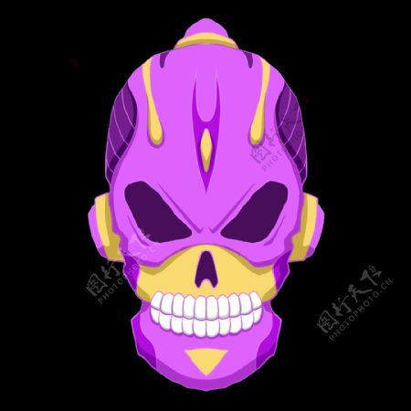 紫色立体骷髅插图