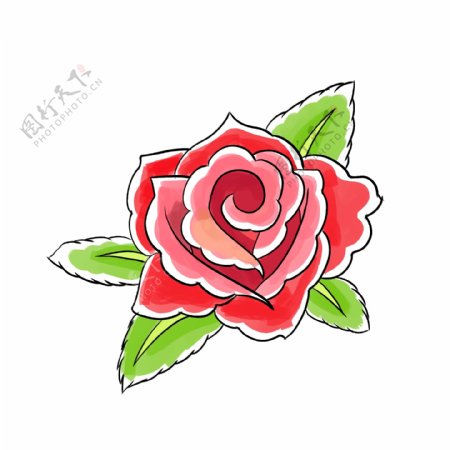 玫瑰花纹身装饰插画