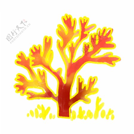 黄色的珊瑚装饰插画