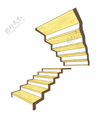 黄色立体楼梯插画