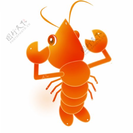 可爱龙虾背面图插画