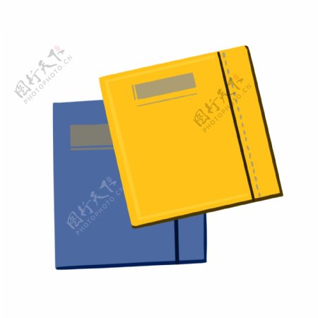 蓝色黄色文件夹插画