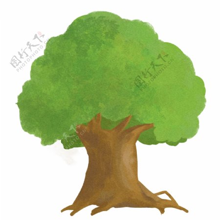 粗粗的绿色树木插画