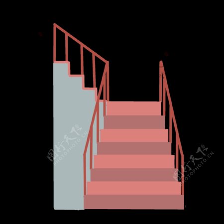 楼房建筑楼梯插画