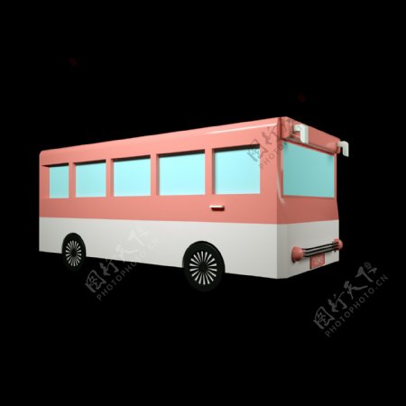 C4D卡通3D巴士汽车