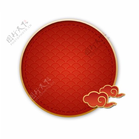古风圆形中国红色节日标题栏春节边框