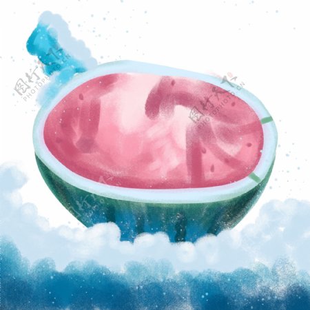 小清新夏季西瓜水果元素