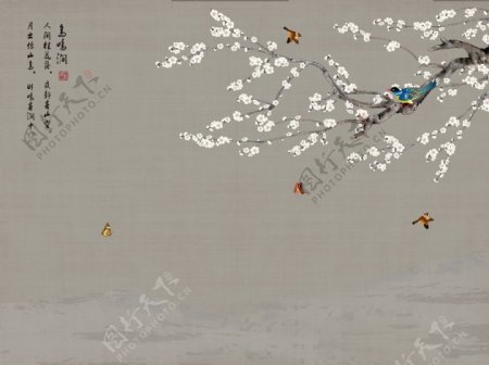 新中式花鸟背景墙