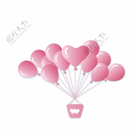 粉色浪漫爱心气球元素