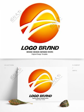 简约现代红黄线条公司标志LOGO设计