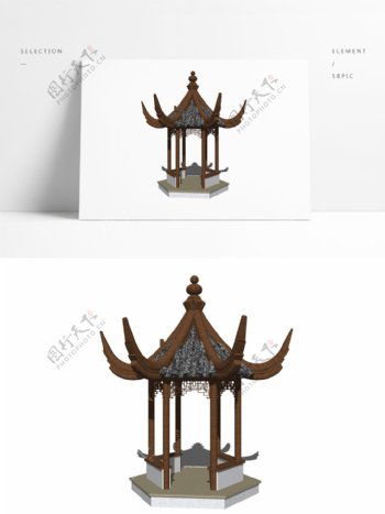 中式古典亭子模型