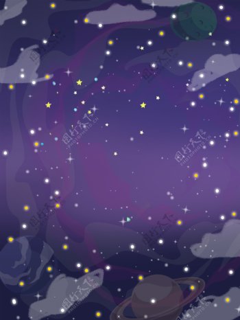 紫色浪漫星星星空背景