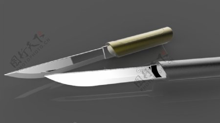 简约高端纯金属刀具外观设计3D模型stp
