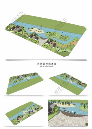 别墅景观规划SU透视模型方案