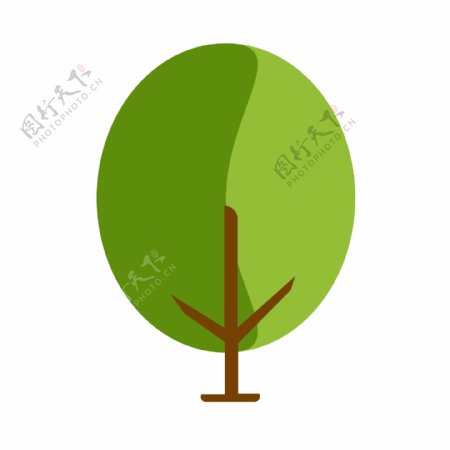 绿色卡通圆形大树