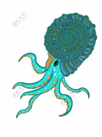 青色卡通海螺