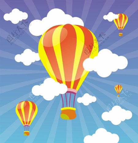 彩色热气球云朵背景图