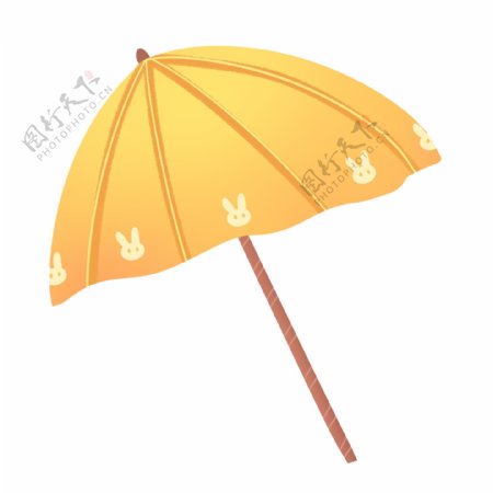 黄色兔子花纹夏季遮阳伞