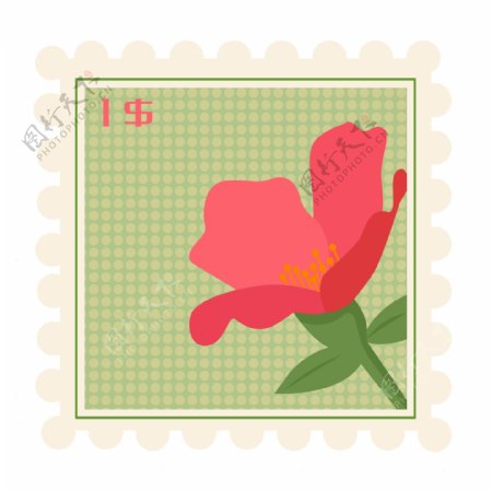 红色花枝邮票