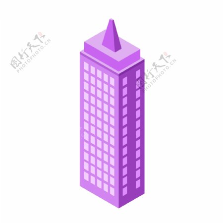 紫色立体高楼大厦
