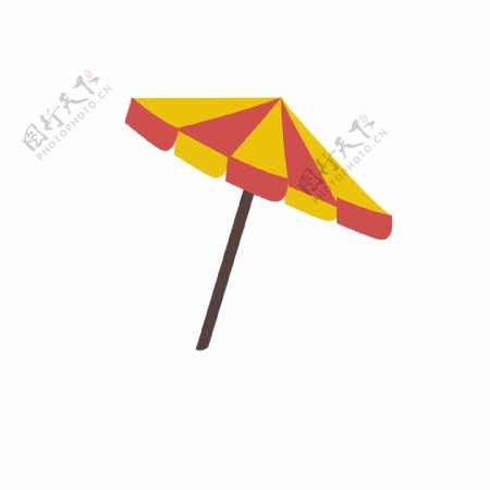 夏季遮阳伞沙滩插画元素