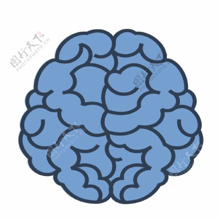 蓝色线条大脑插画