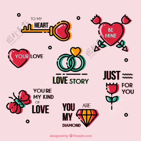 7款彩色爱情语言图案