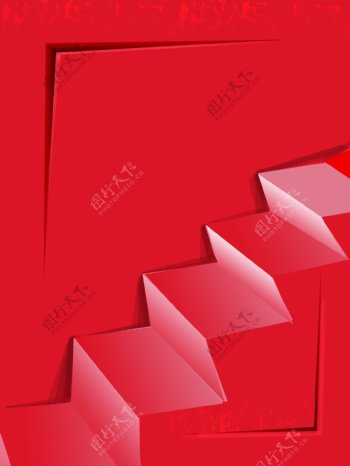 红色剪纸风背景