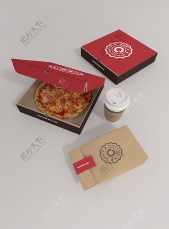 原创模型披萨盒子样机打包组合套装