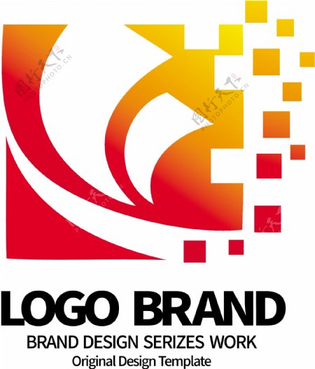 简约红黄科技色块L字母公司LOGO标志